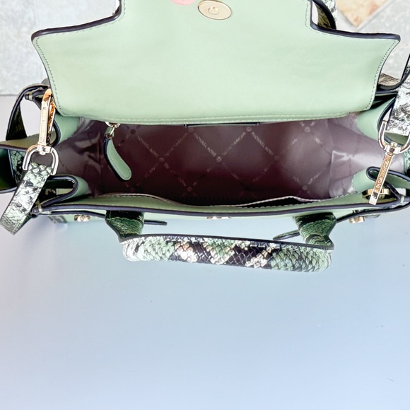 Michael Kors Carmen Medium Flap Satchel Shoulder Bag Light Sage Multi - Picture 8 of 12